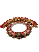 Rajasthani Meenakari Red Pacheli Kada With Jhuma